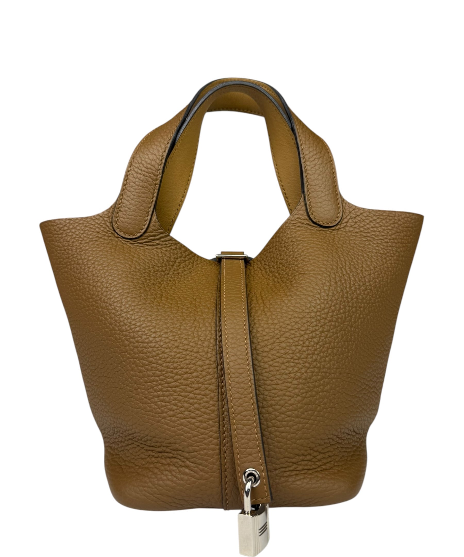 Hermes Brown Taurillon Clemence Leather Picotin 18 Lock Handbag 2021