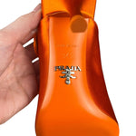 Prada Orange Satin Heel Mules