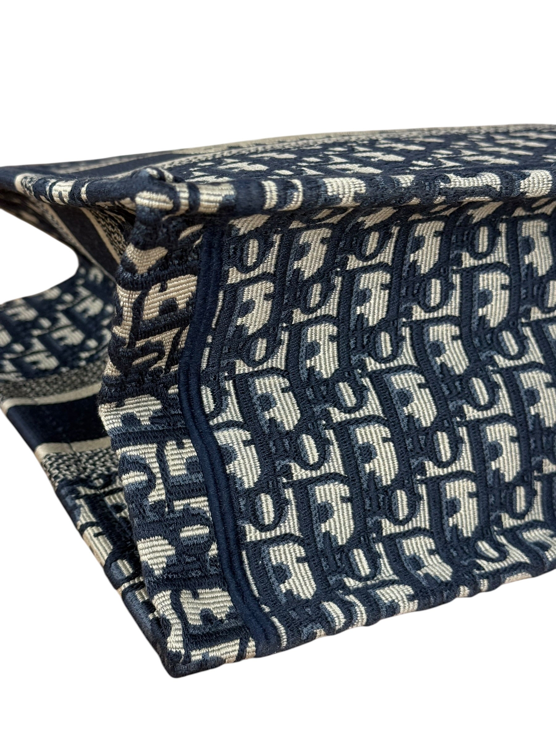 Christian Dior Navy Ecru Oblique Small Book Tote