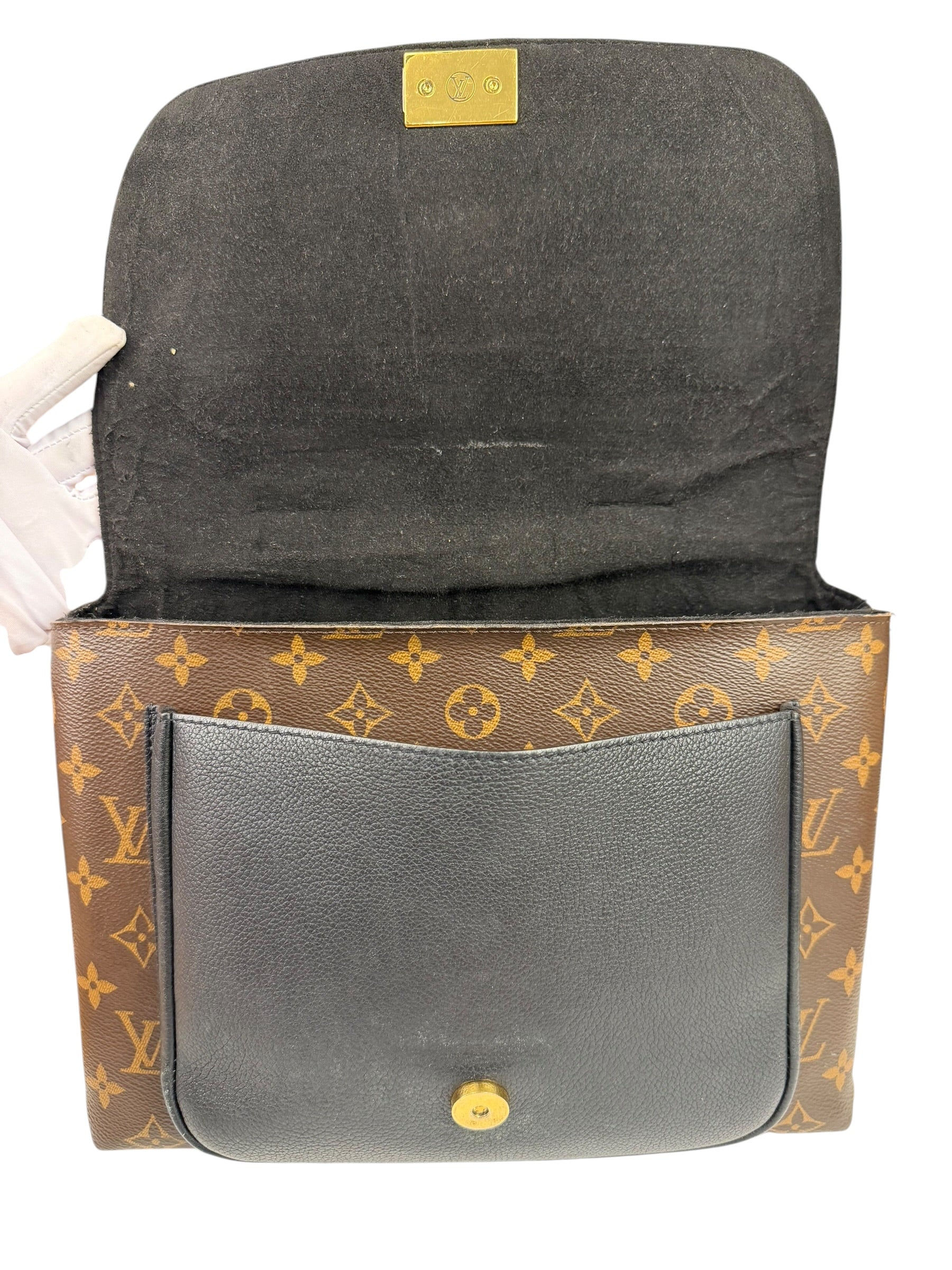 Louis Vuitton Black Leather/ Monogram Marignan 2Way Bag