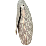 Fendi Pastel Pink Leather Trim Zucca Flap Vitello Tube Messenger Bag