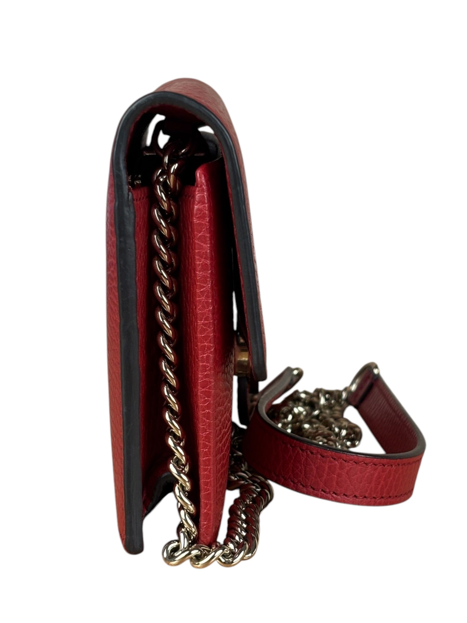Gucci Red Interlocking G Wallet on Chain