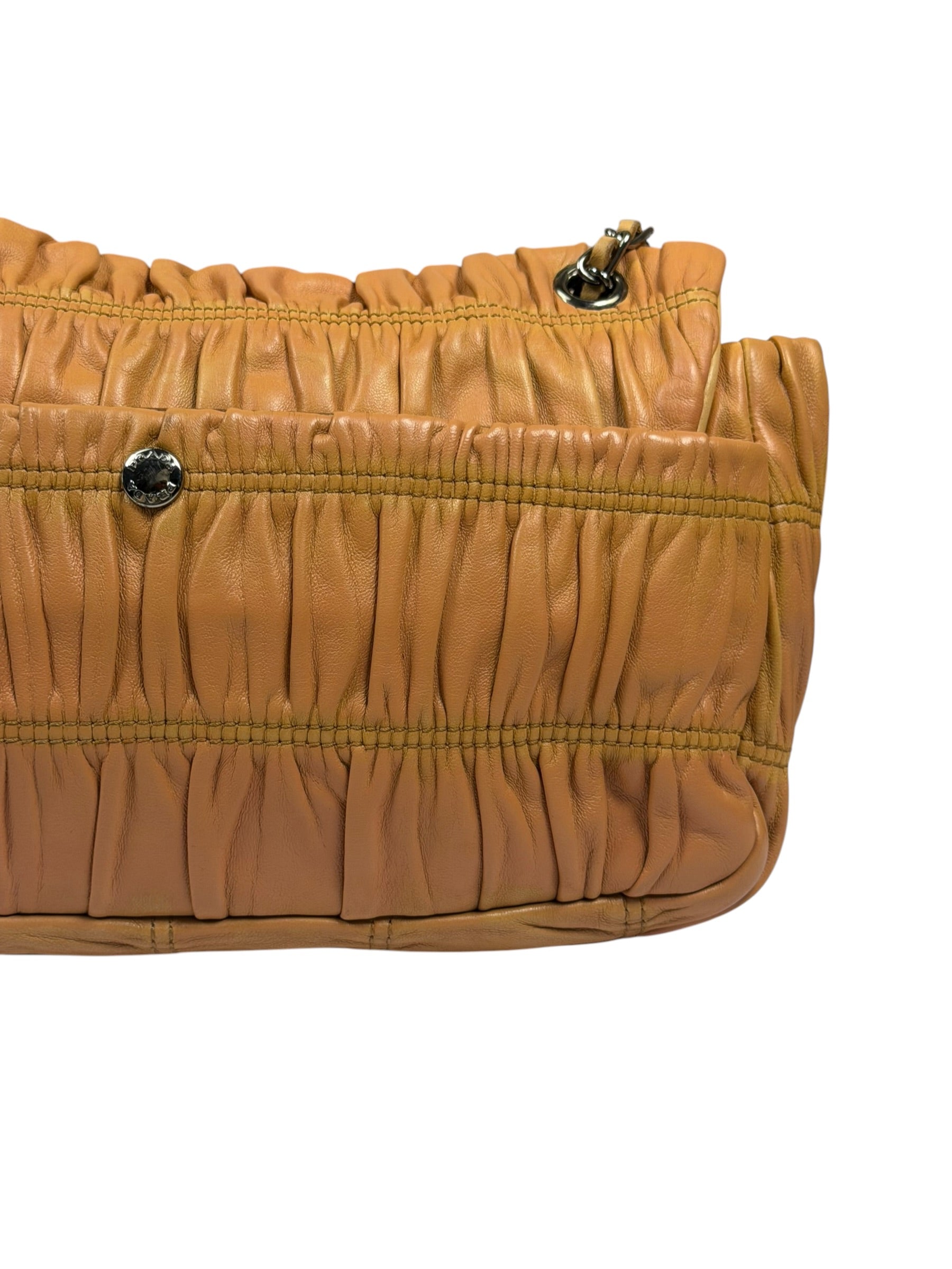 Prada Vintage Brown Nappa Leather Gaufre Shoulder Bag
