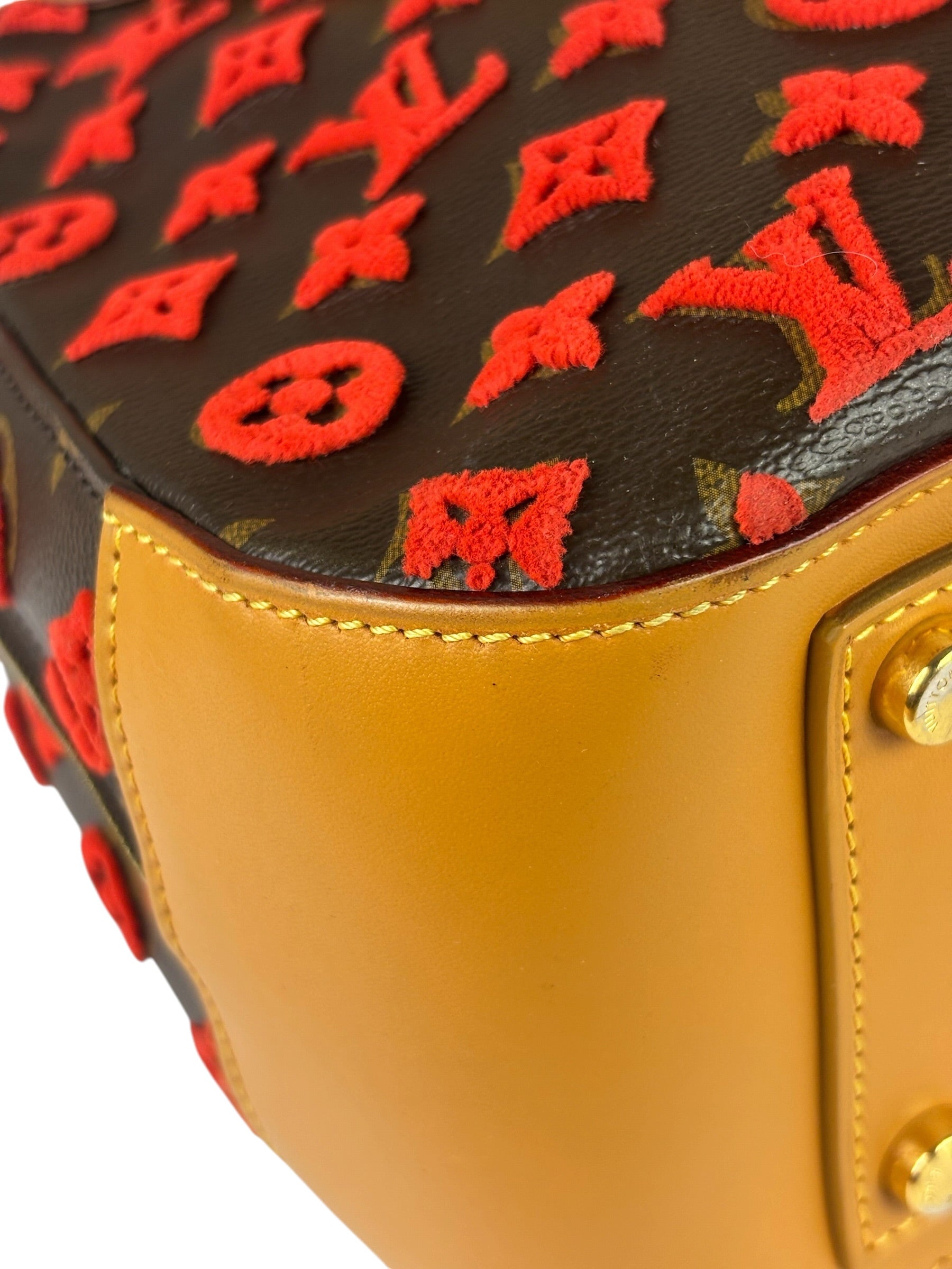 Louis Vuitton Red Tuffetage Cube Monogram Deauville