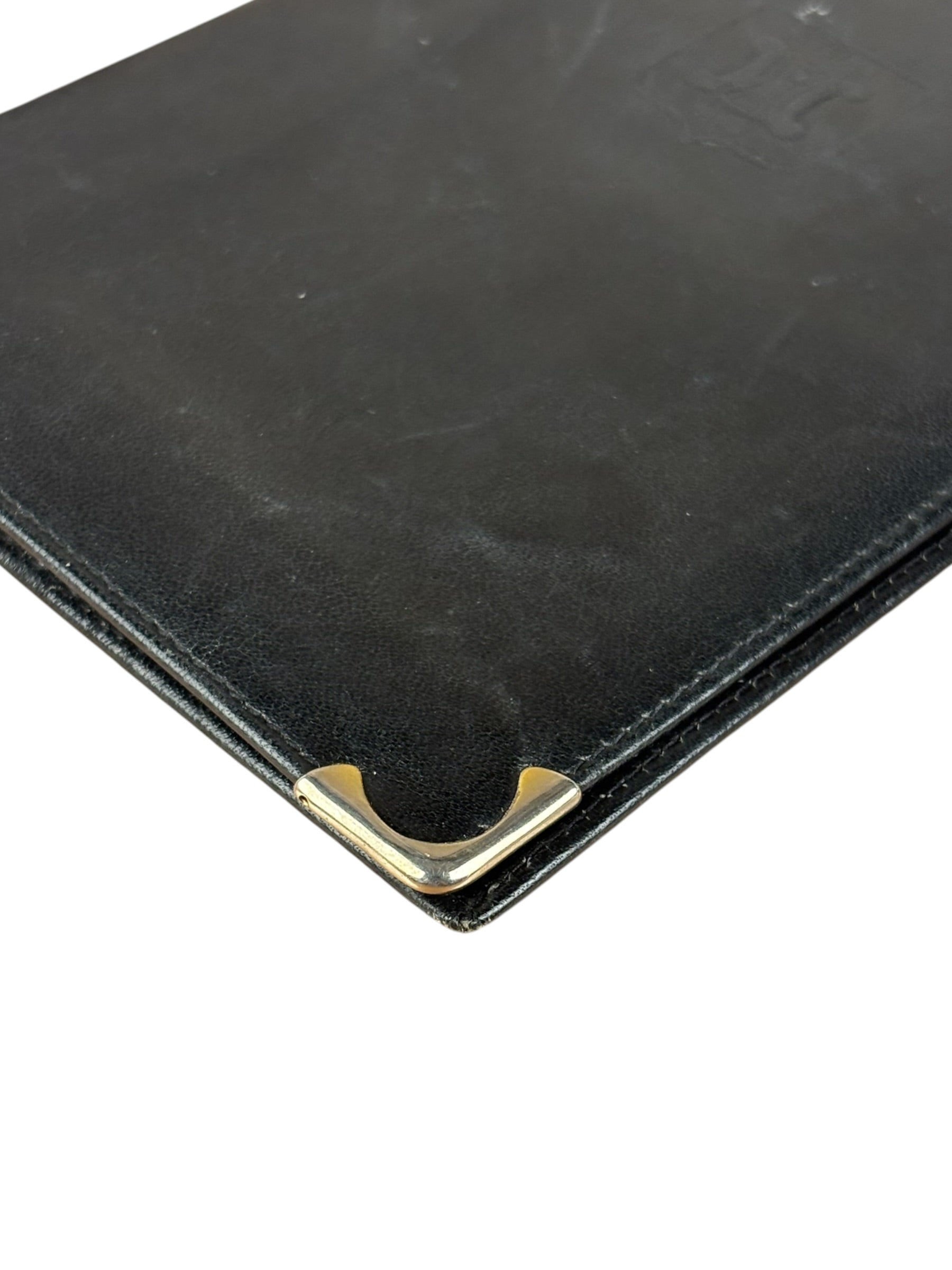 Celine Vintage Black Leather Triomphe Long Wallet
