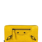 Balenciaga Yellow Leather Moto Zip Wallet