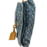 Louis Vuitton Denim Leather Trim Monogram Flat Tote Bag