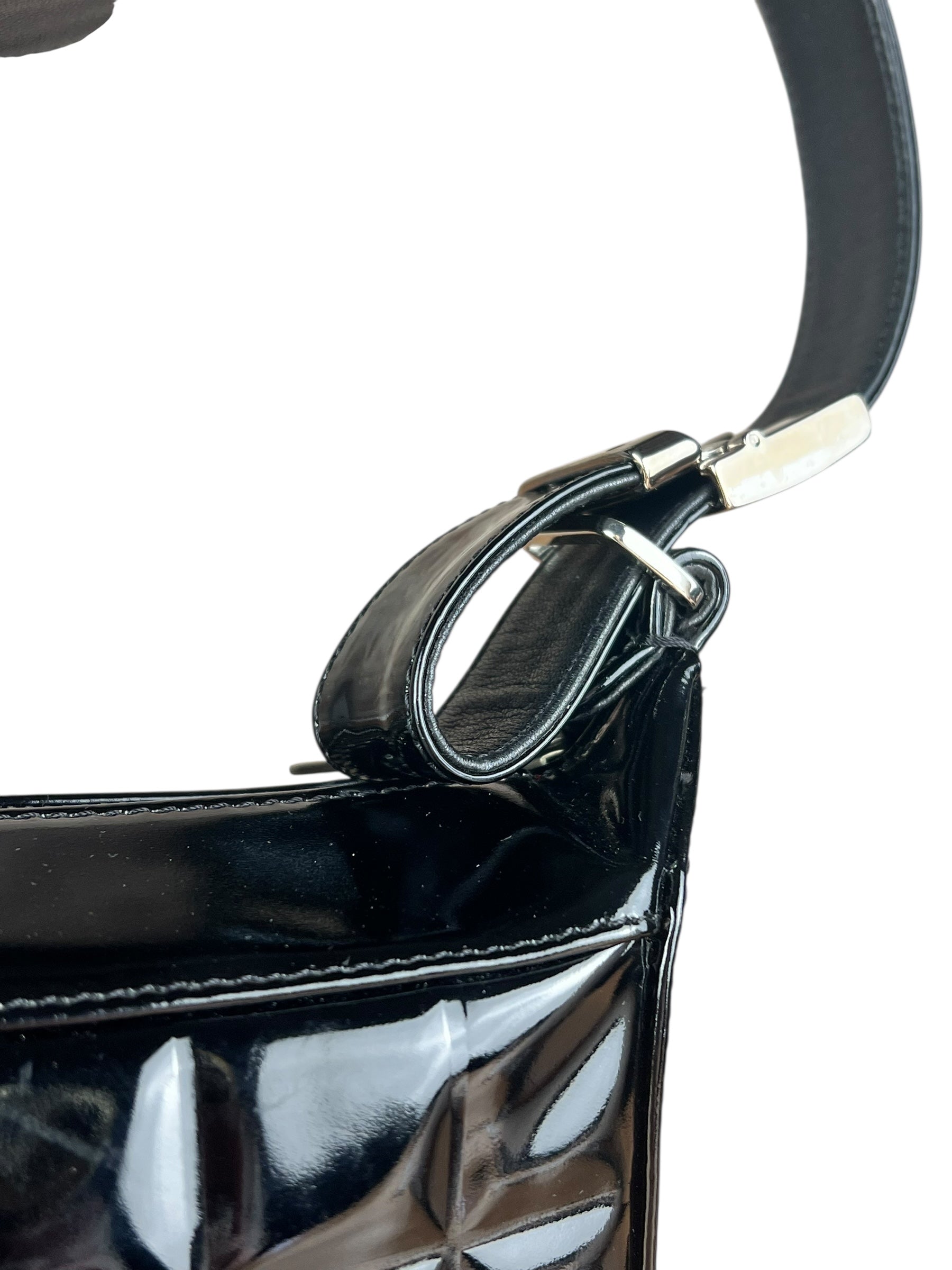 Chanel Black Patent Chocolate Bar Shoulder Bag '02