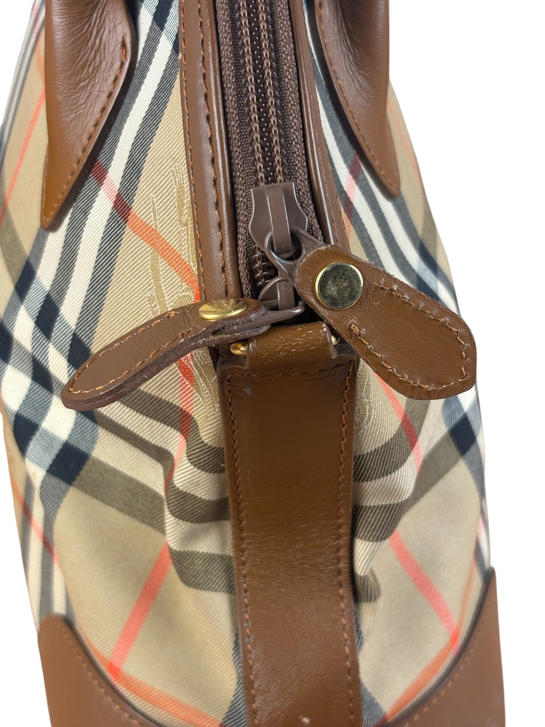 Burberry Vintage House Haymarket Check Dome Satchel Handbag