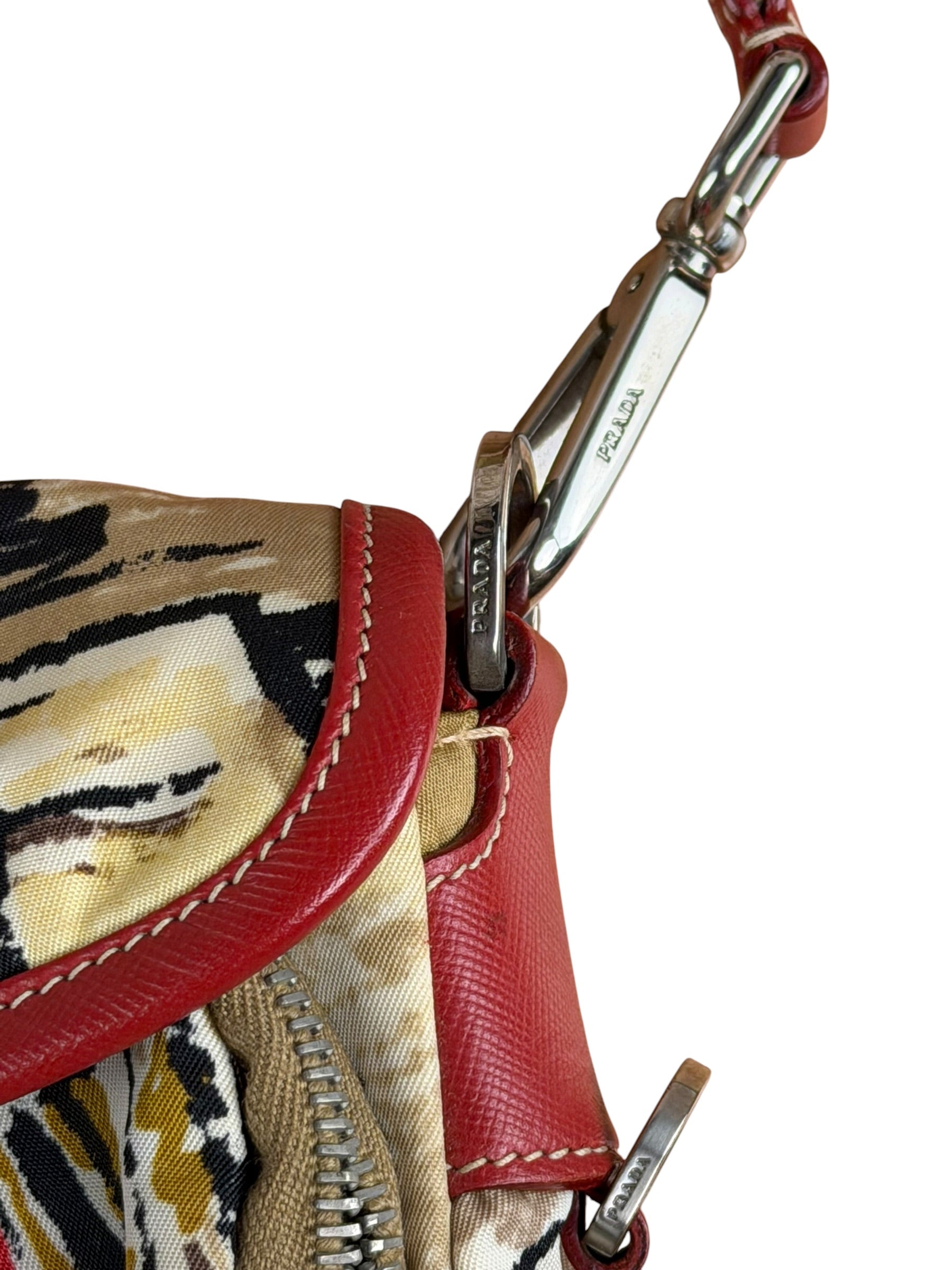 Prada Multicolor Nylon Leather Trim Shoulder Bag