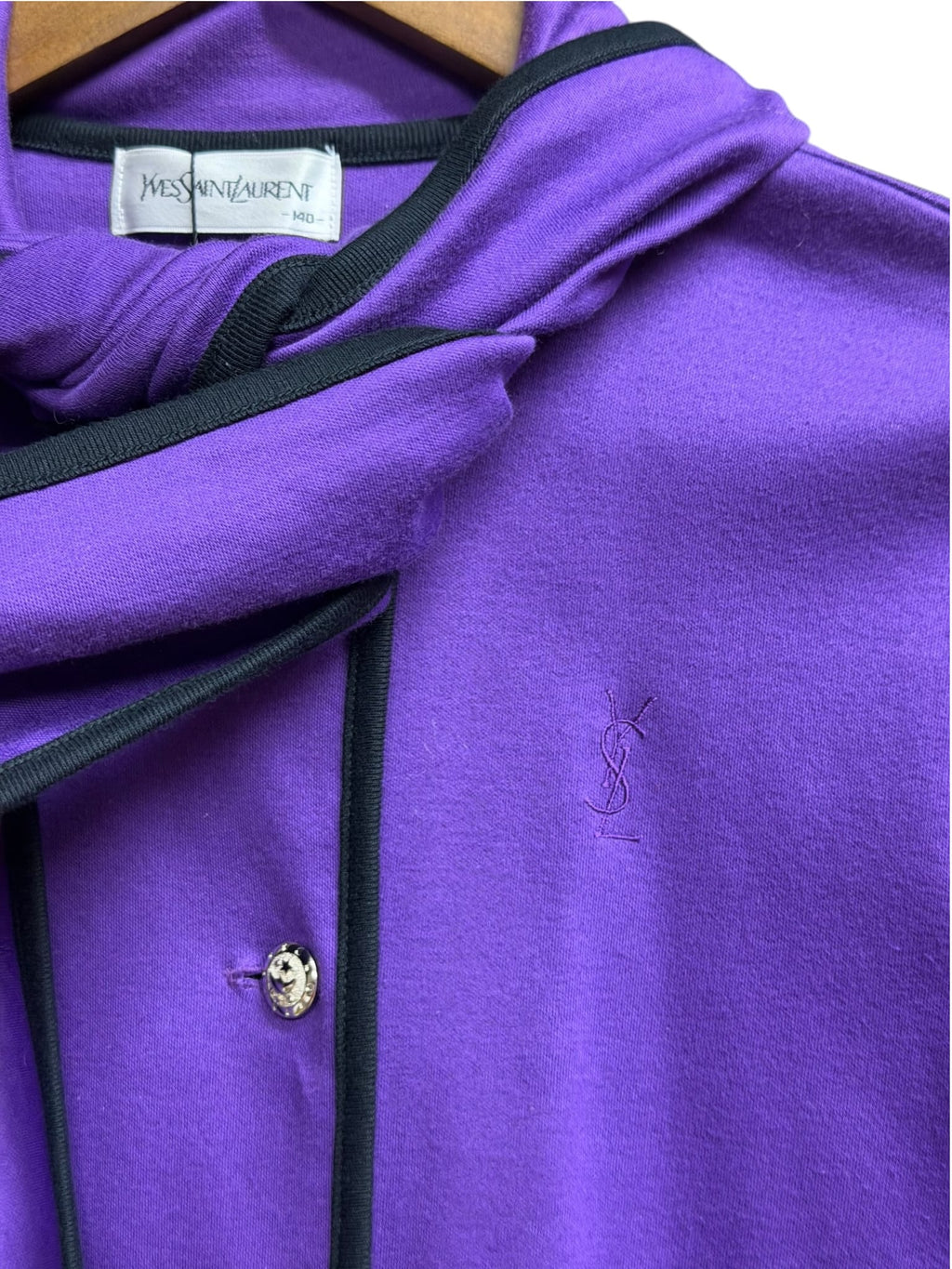Yves Saint Laurent Kids Purple/Navy Cotton Color-block Jacket