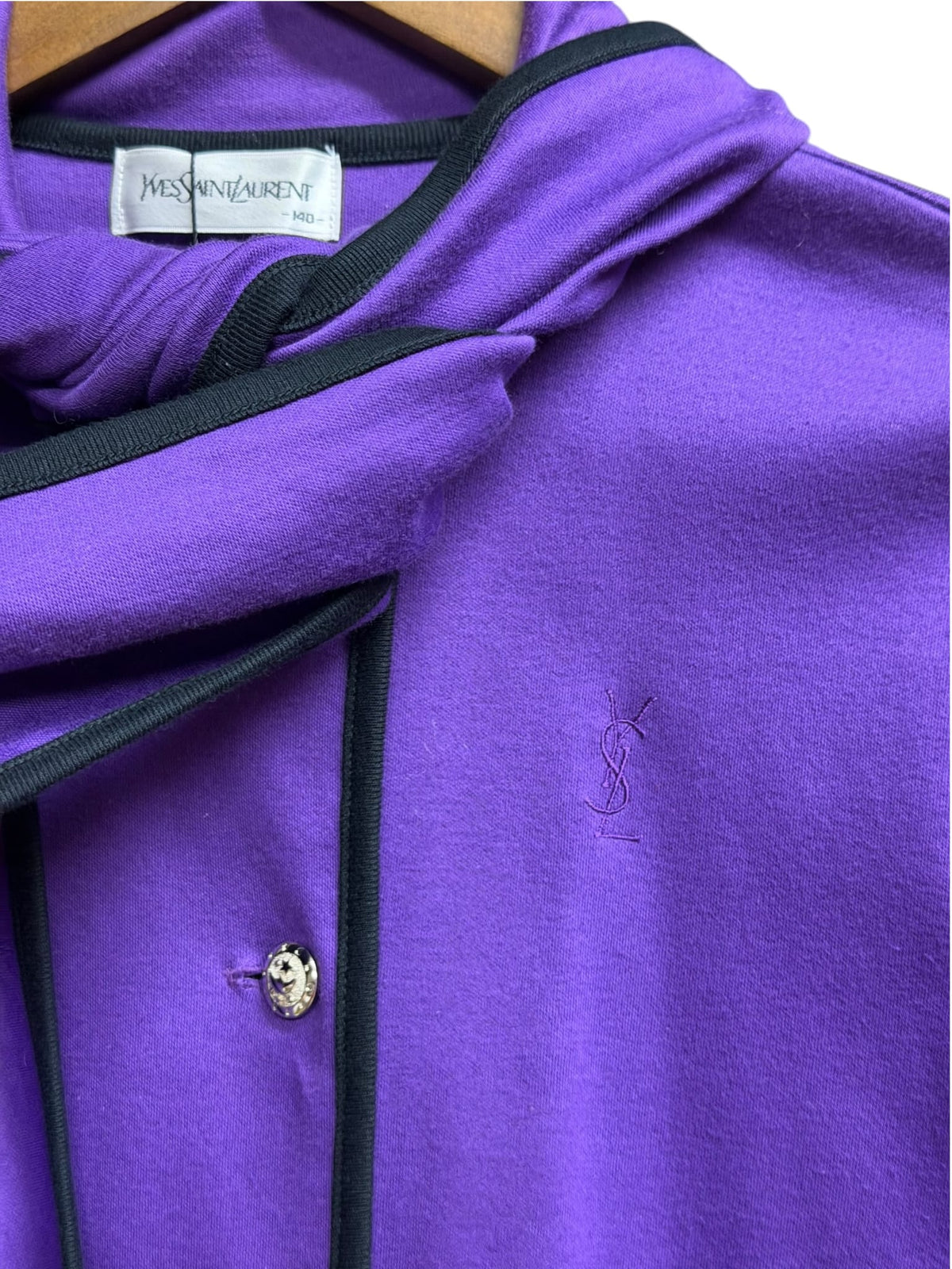 Yves Saint Laurent Kids Purple/Navy Cotton Color-block Jacket