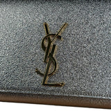 Saint Laurent Textured Metallic YSL Kate Clutch Bag