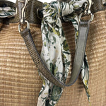 Gucci Brown Snakeskin Trim Large Raffia Positano Tote