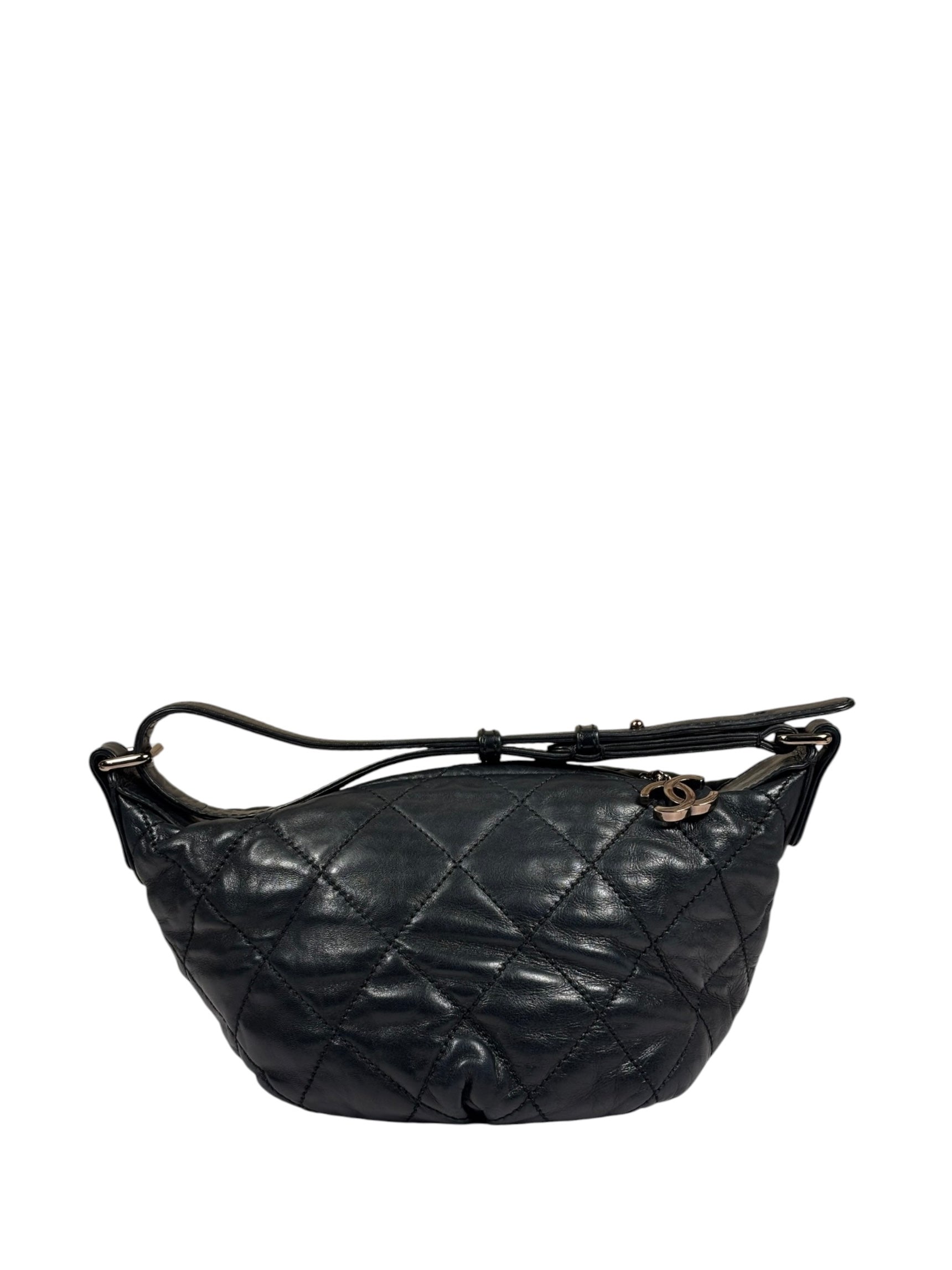 Chanel Black Quilted Lambskin Cloudy Bundle Hobo 2005