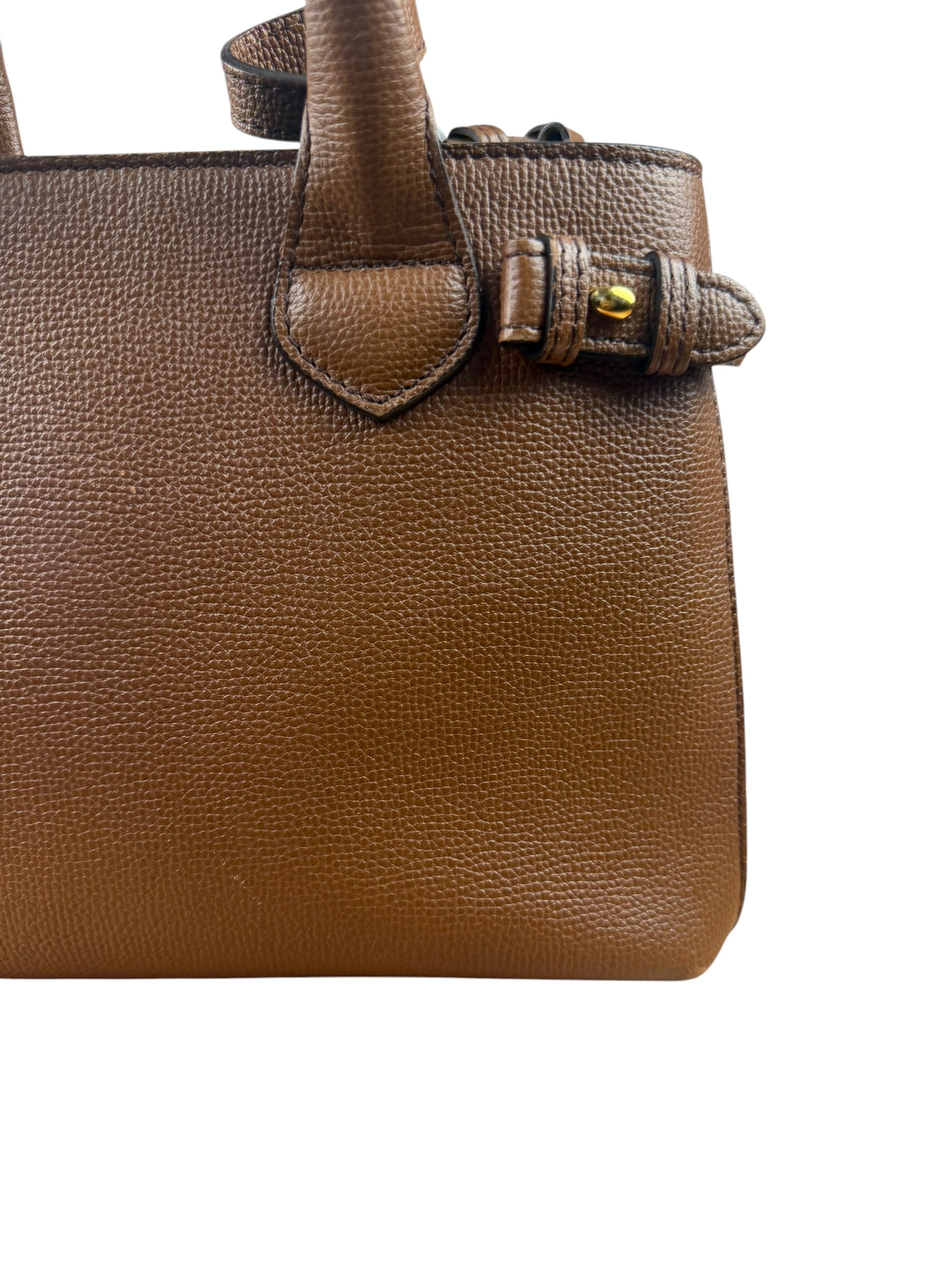 Burberry Brown Leather & House Check Small Banner