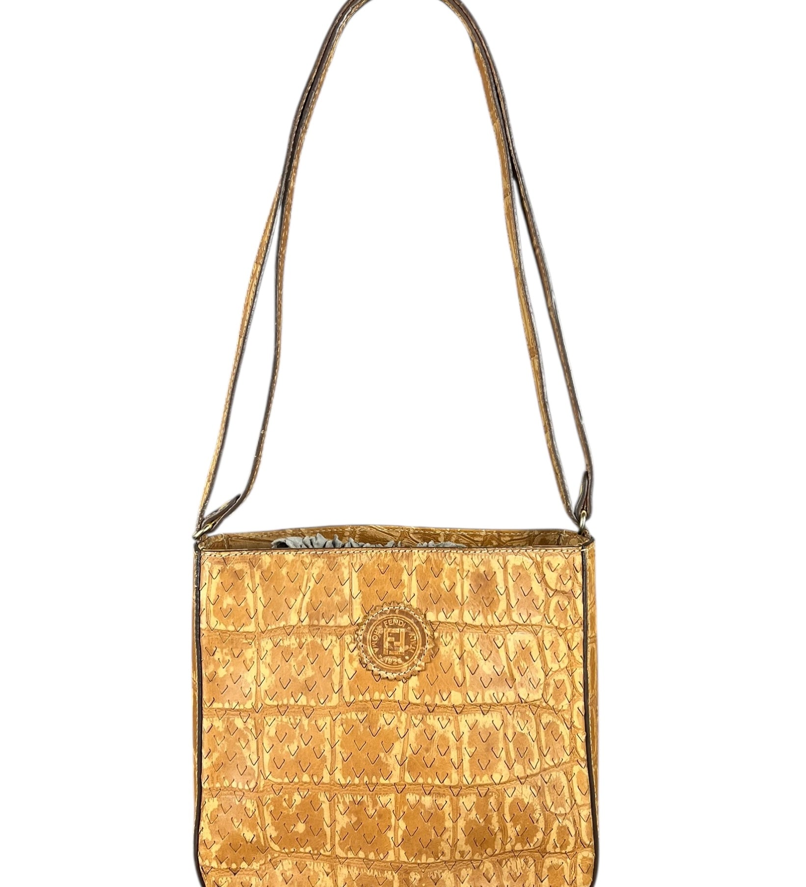 Fendi Vintage Crocodile-Embossed Leather Crossbody Bag
