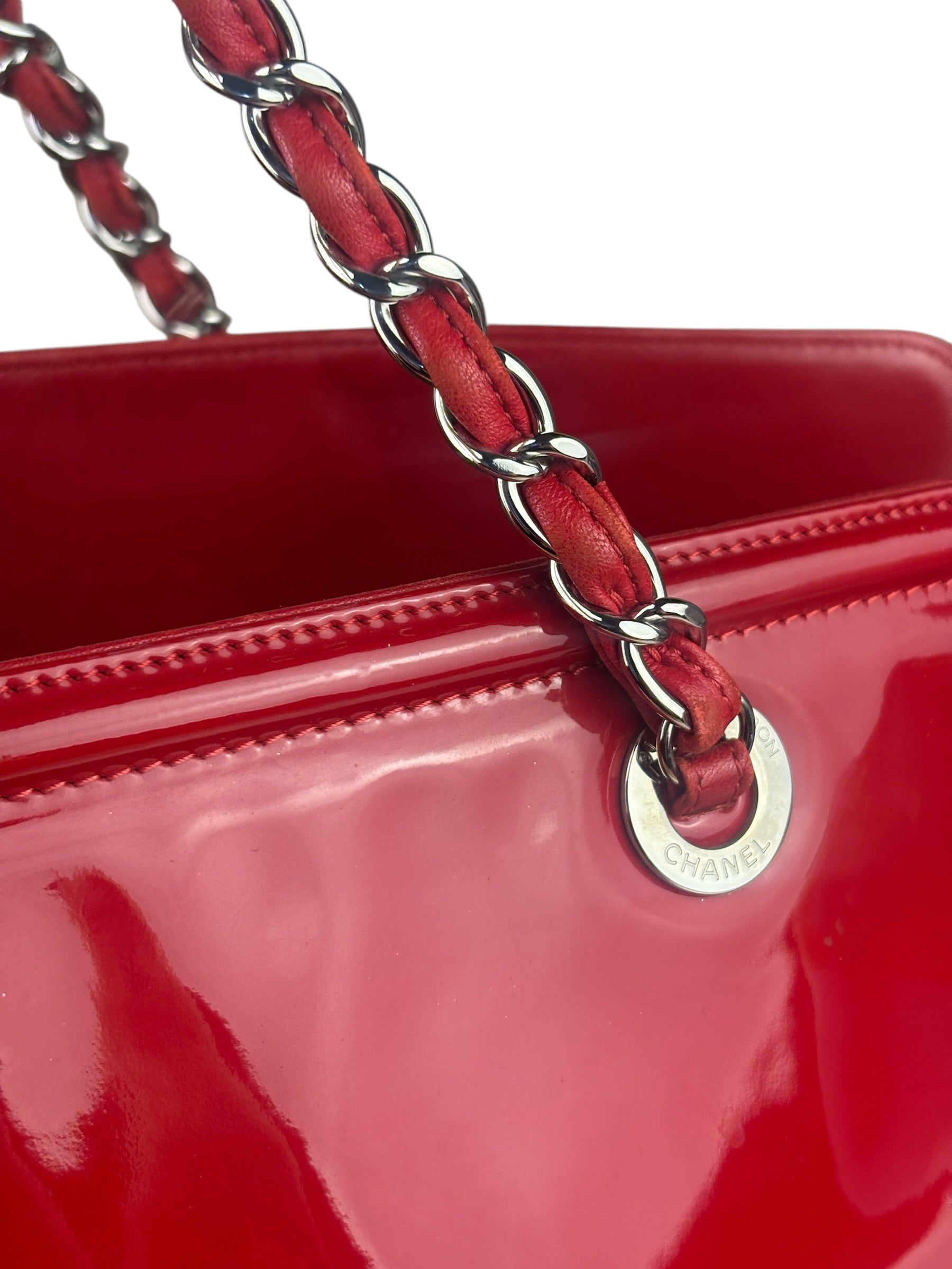Chanel Lipstick Red Patent Leather Paris-Venice CC Jumbo Tote 2010