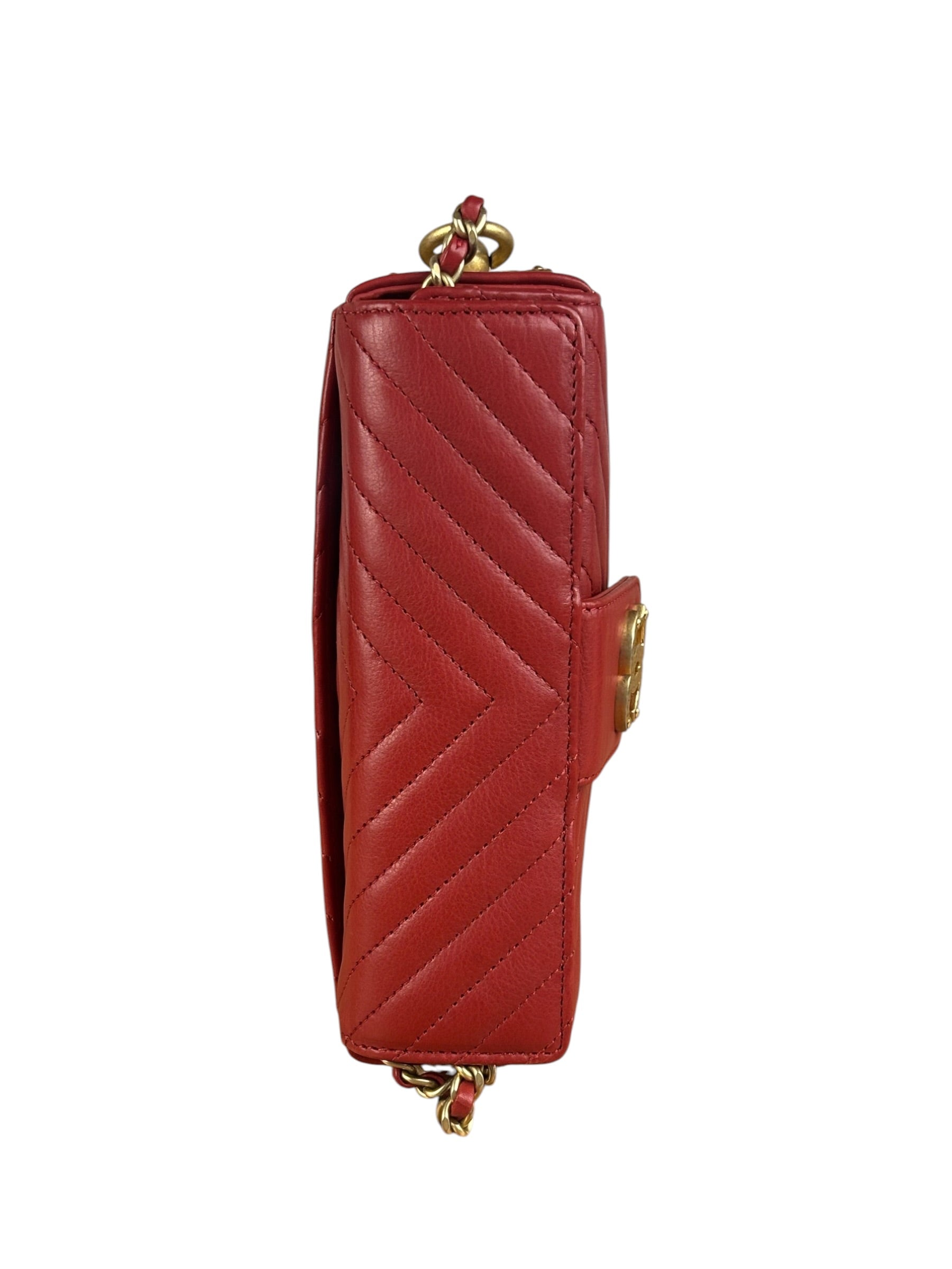 Chanel Red Quilted Leather Rock The Corner Minaudiere Shoulder Bag 2018