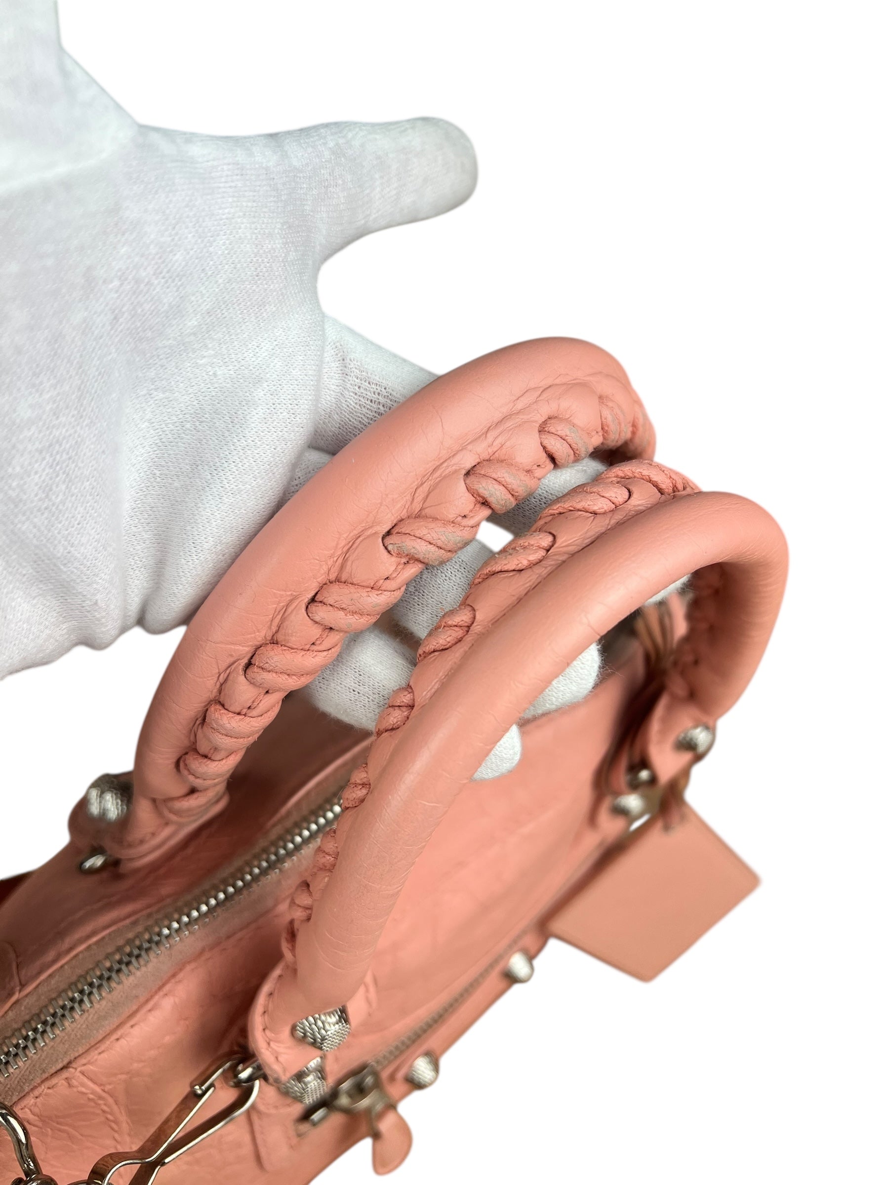 Balenciaga Pink Moto Leather Dome 2Way City Bag