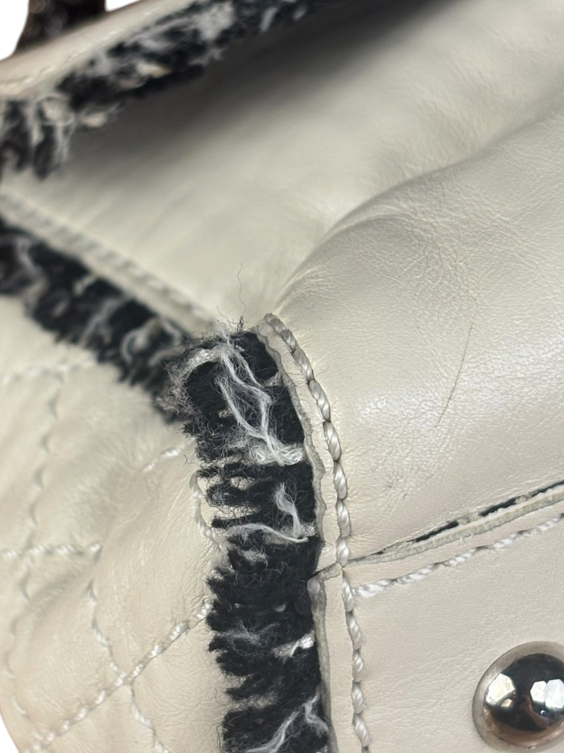 Chanel White Leather Mini Flap Shoulder Bag 1992