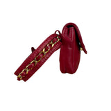 Chanel Vintage Red CC Leather Chain Belt Bag 90s