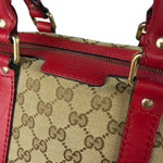 Gucci Beige/Red Leather GG Joy Boston Two-Way Bag