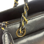Chanel Vintage Black Calfskin Front Pocket Tote 1997
