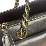Chanel Vintage Black Calfskin Front Pocket Tote 1997