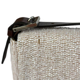 Fendi Leather-Trimmed Beaded Baguette Light Pink