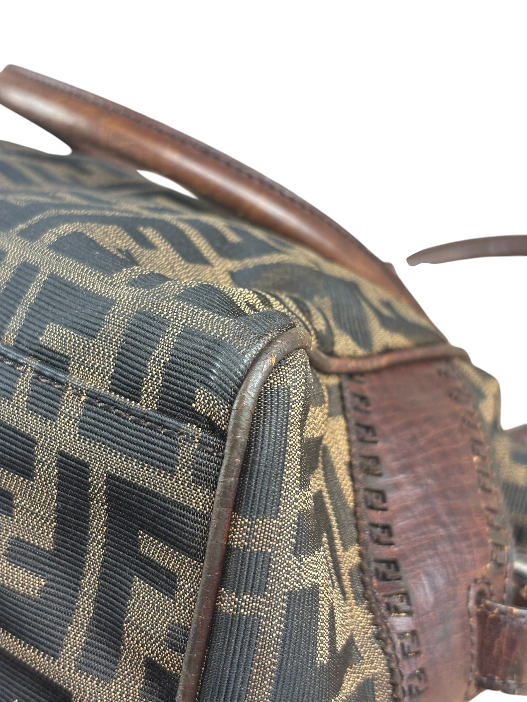 Fendi Leather Trim Zucca Canvas Du Jour Tote Bag