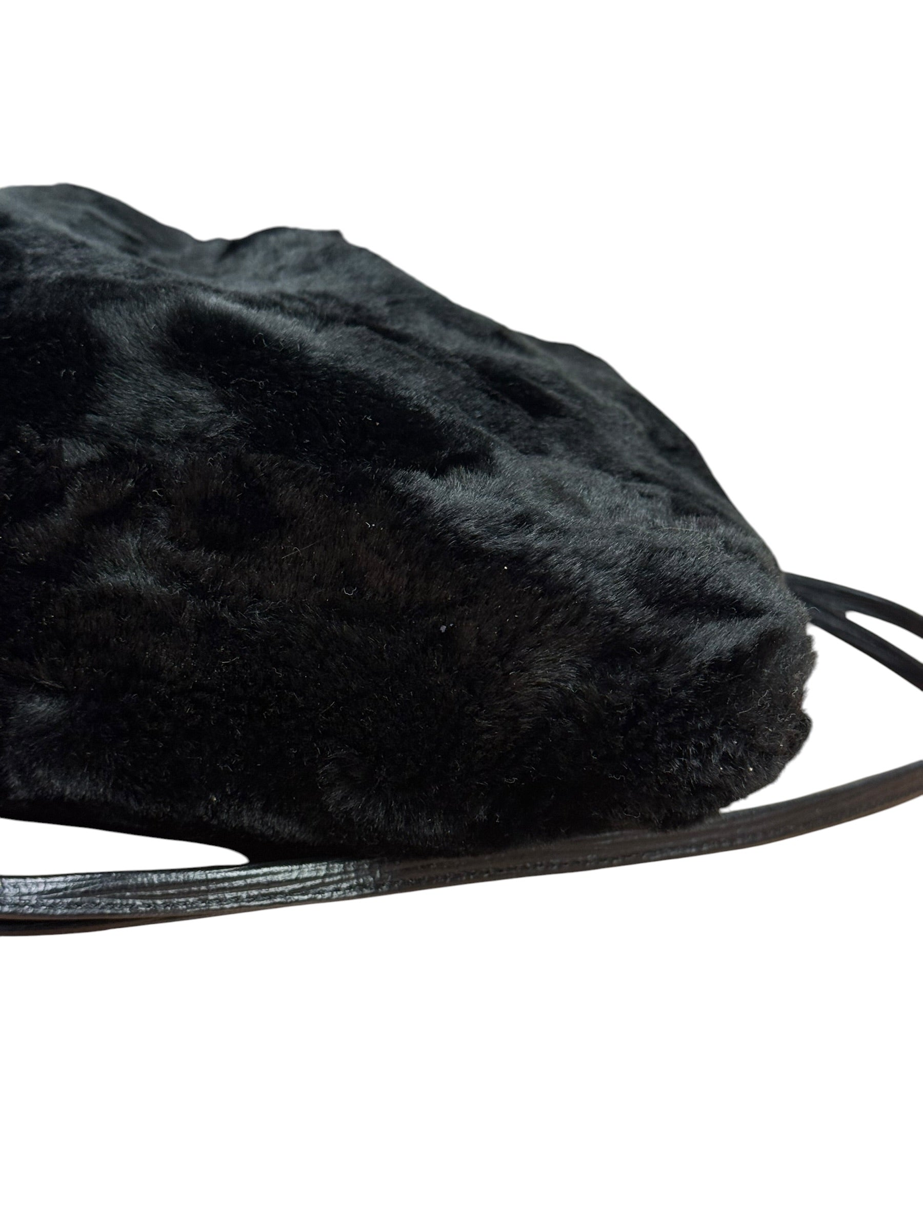 Fendi Black Faux Fur/Leather Trim Pouch