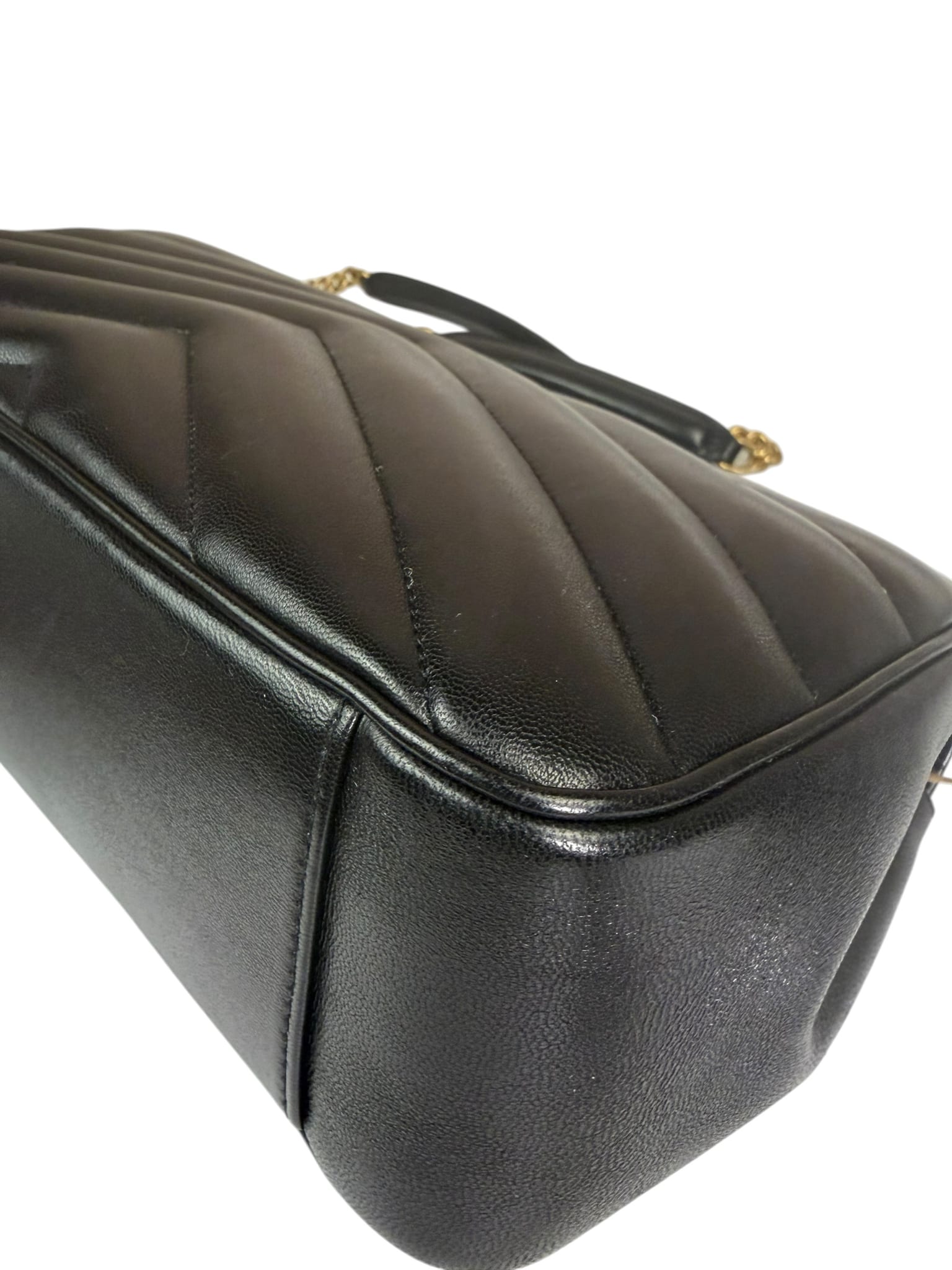 YSL Black Lambskin Matelasse Medium Loulou Shoulder Bag