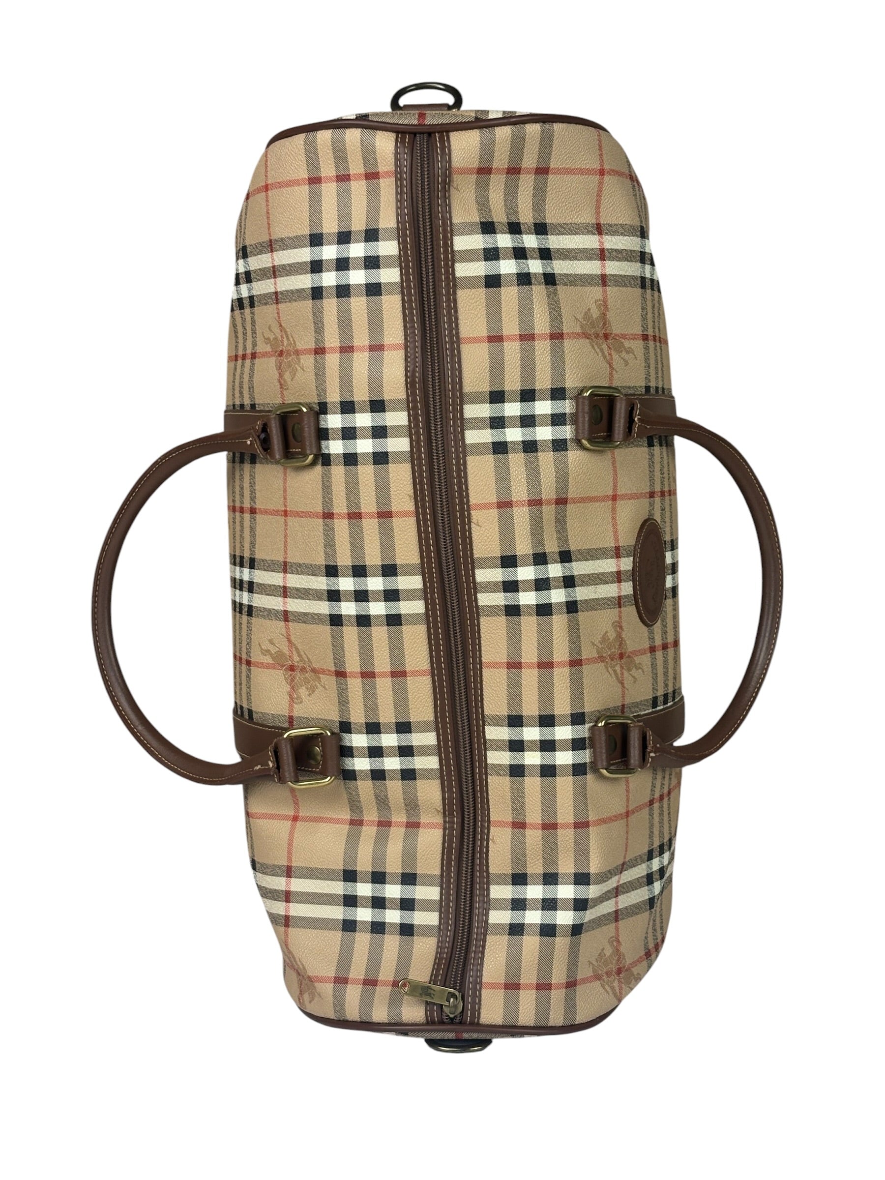 Burberry Beige/Brown Leather House Check Boston Bag