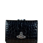Vivienne Westwood Black Patent Croc Embossed Compact Wallet