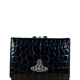 Vivienne Westwood Black Patent Croc Embossed Compact Wallet