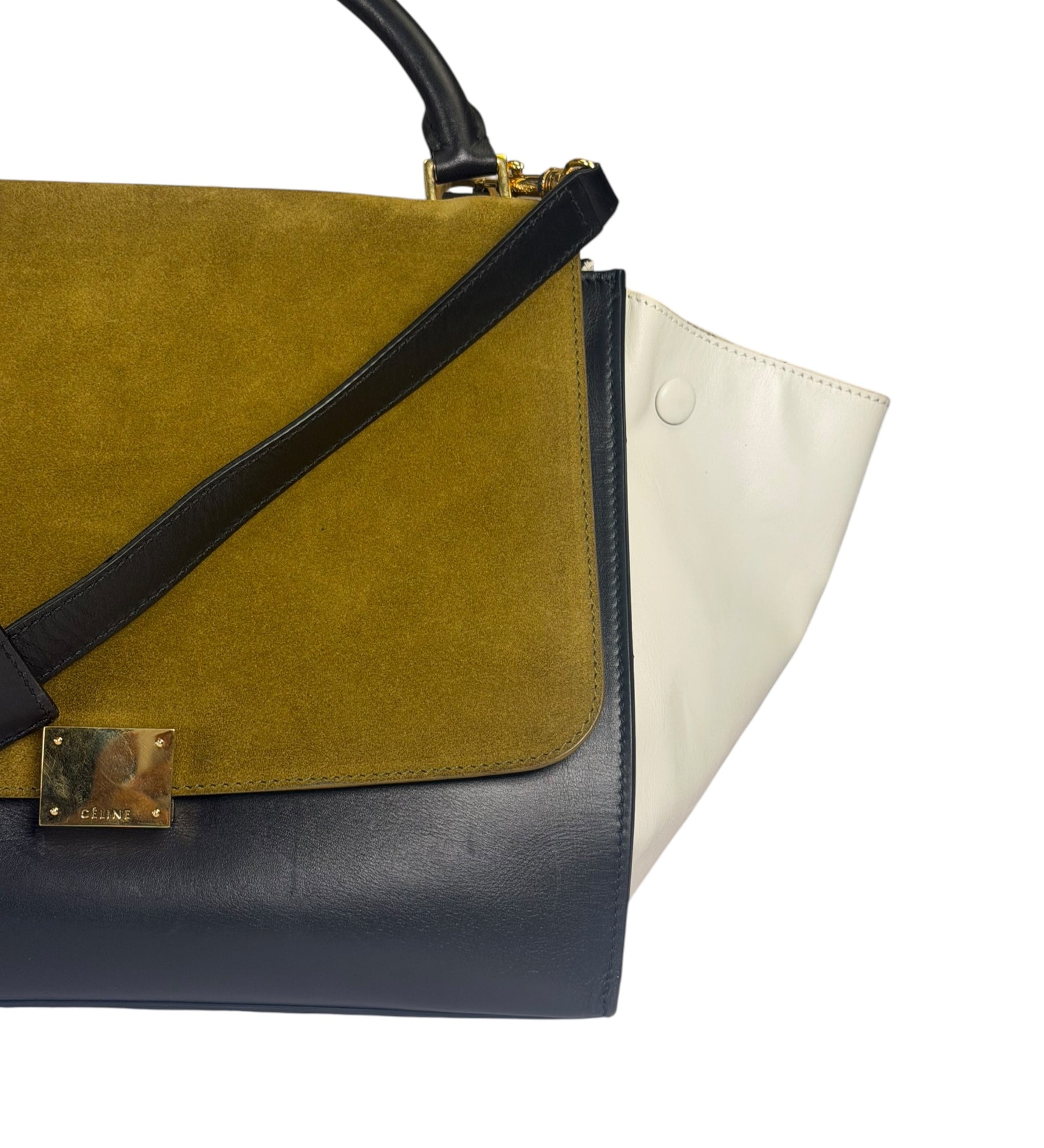 Celine Colorblock Leather/Suede Trapeze Two-Way Bag