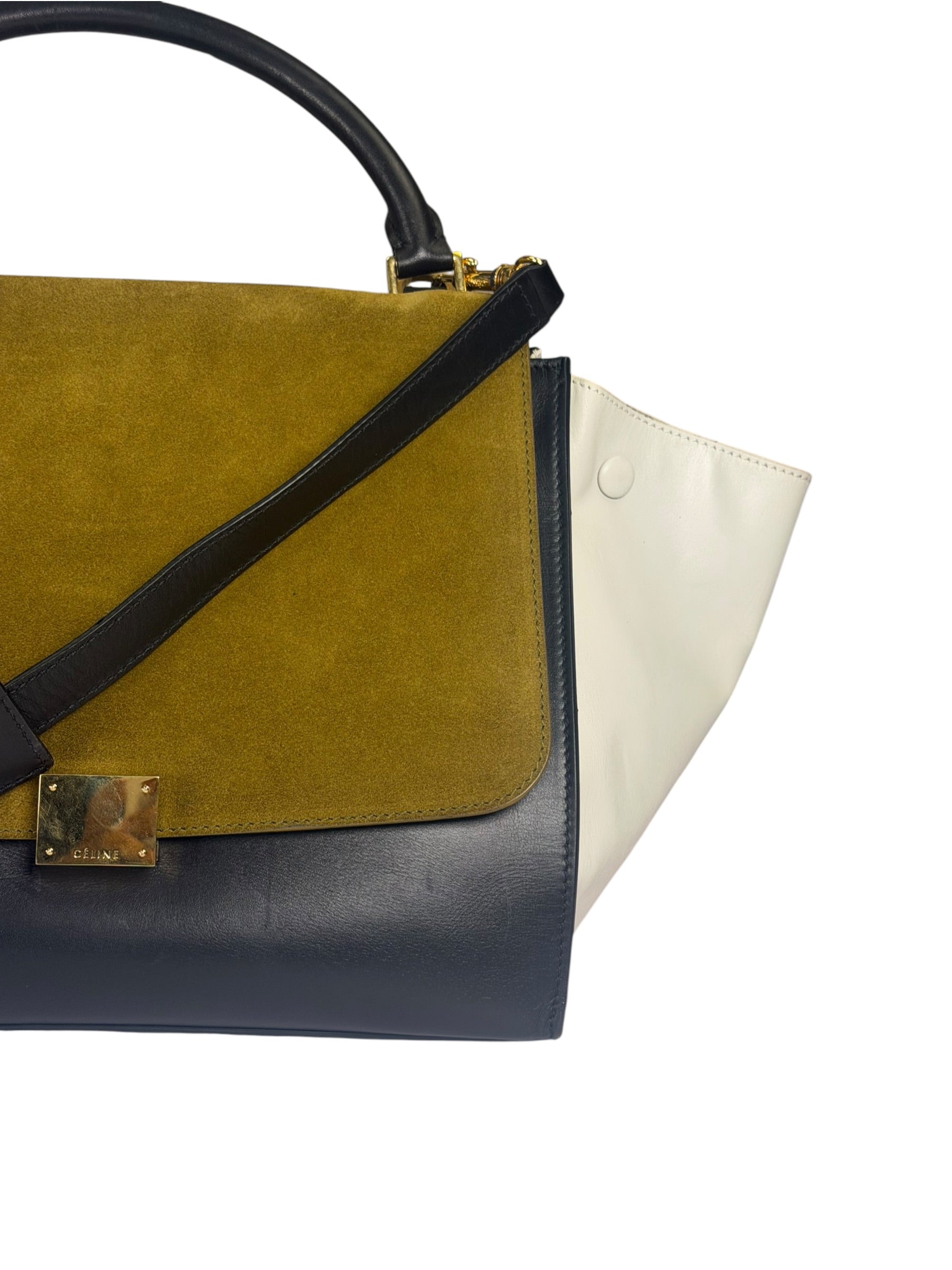 Celine Colorblock Leather/Suede Trapeze Two-Way Bag