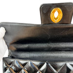 Chanel CC Black Patent Quilted Flap Briefcase Handbag '95