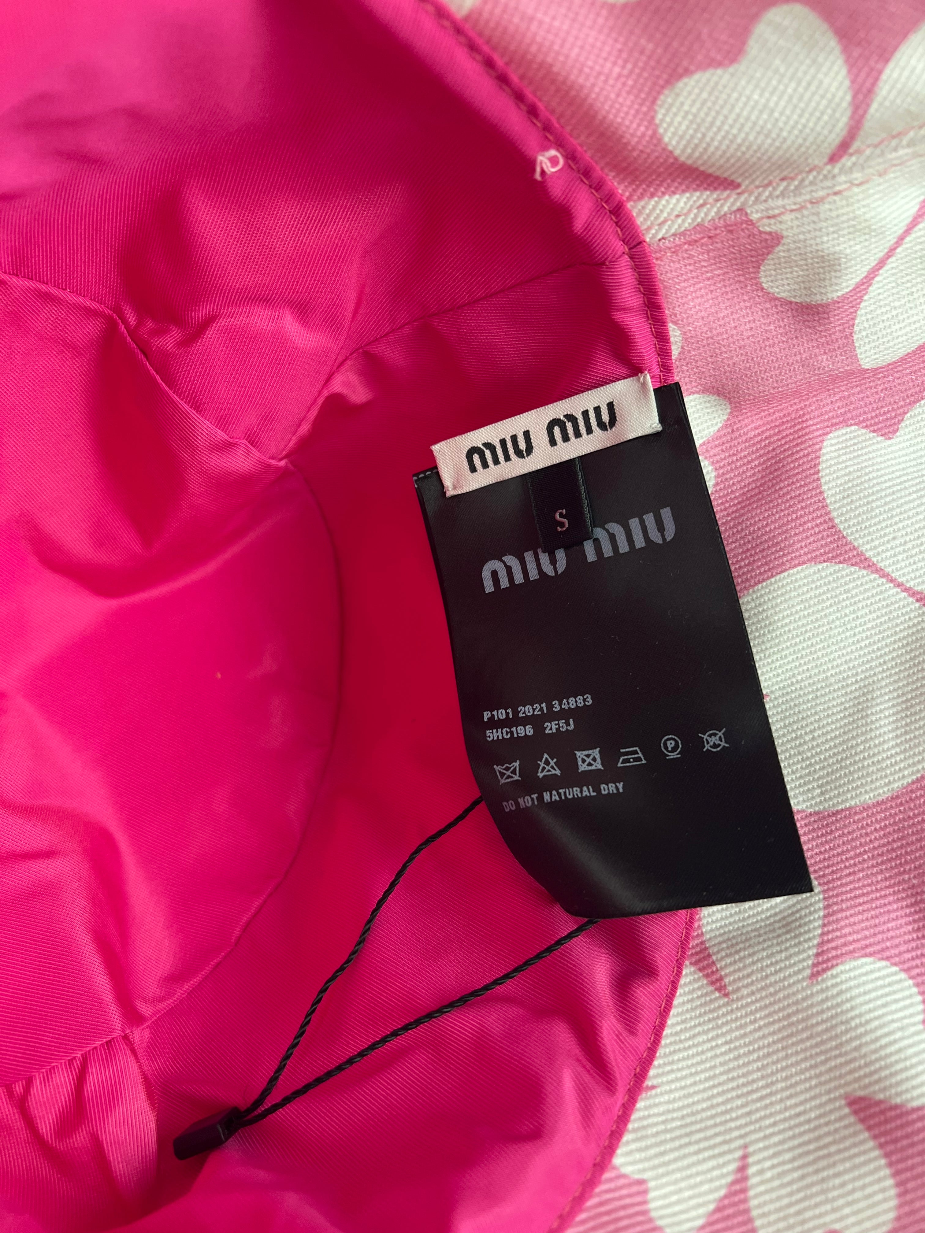 Miu Miu Pink Floral Canvas Bucket Hat