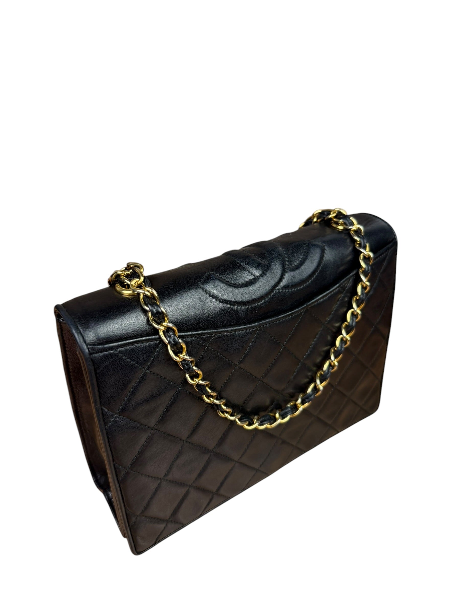 Chanel Black Diamond Stitch CC Timeless Chain Flap Bag '89-'91