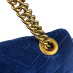Gucci GG Blue Velvet Marmont Chain Shoulder Bag