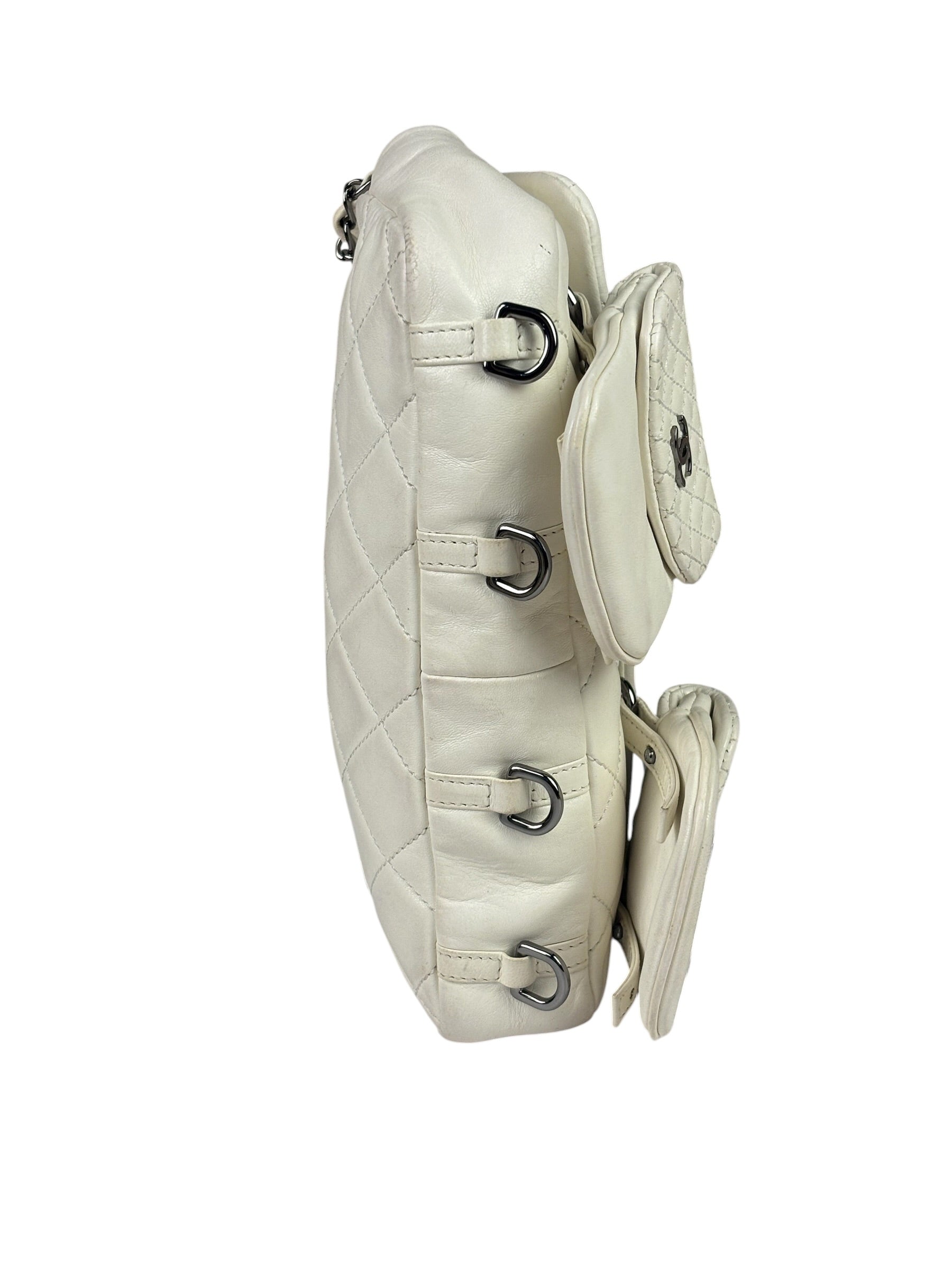 Chanel White Quilted Leather Multi-pocket Flap Bag 2007