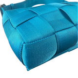 Bottega Veneta Teal Blue Intrecciato Cassette Flap Crossbody Bag