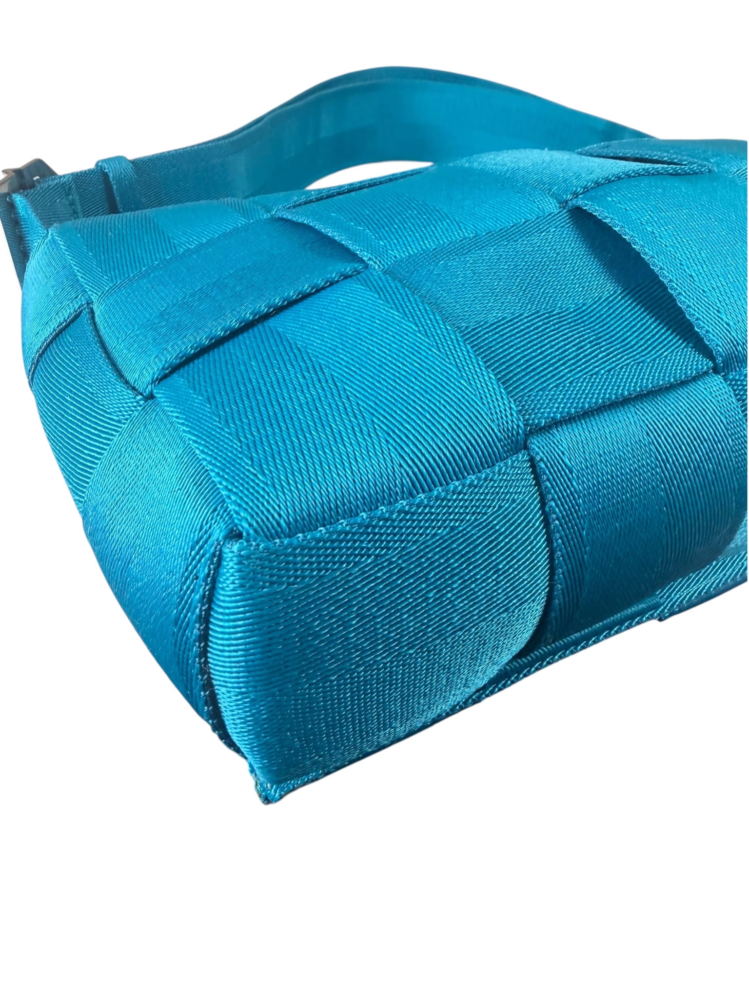 Bottega Veneta Teal Blue Intrecciato Cassette Flap Crossbody Bag
