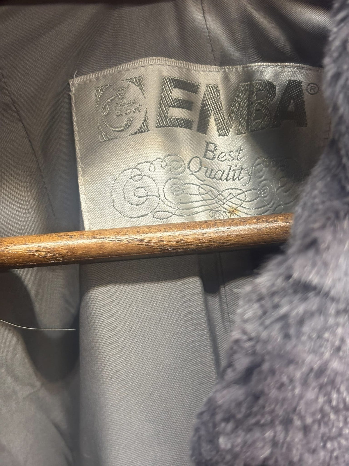 Vintage Dark Grey Sheared Rabbit Fur Long Coat