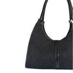 Gucci Black Leather Trim GG Bardot Jackie Medium Hobo Bag