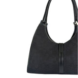 Gucci Black Leather Trim GG Bardot Jackie Medium Hobo Bag