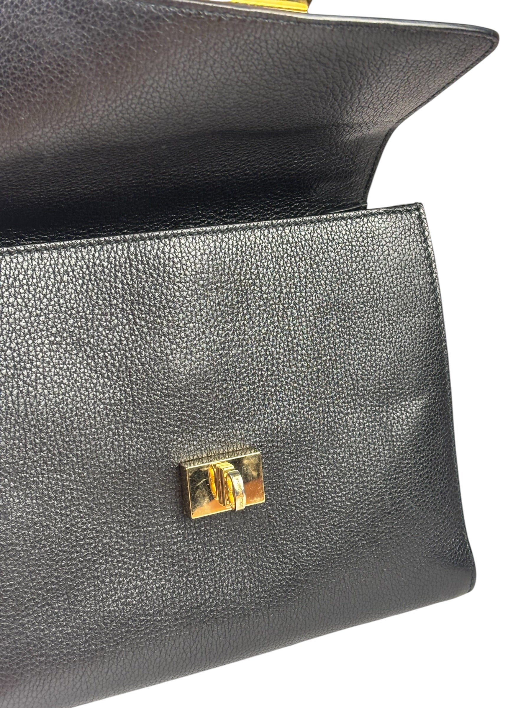 Dolce & Gabbana Black Patent Leather Borsa A Mano Two-Way Bag
