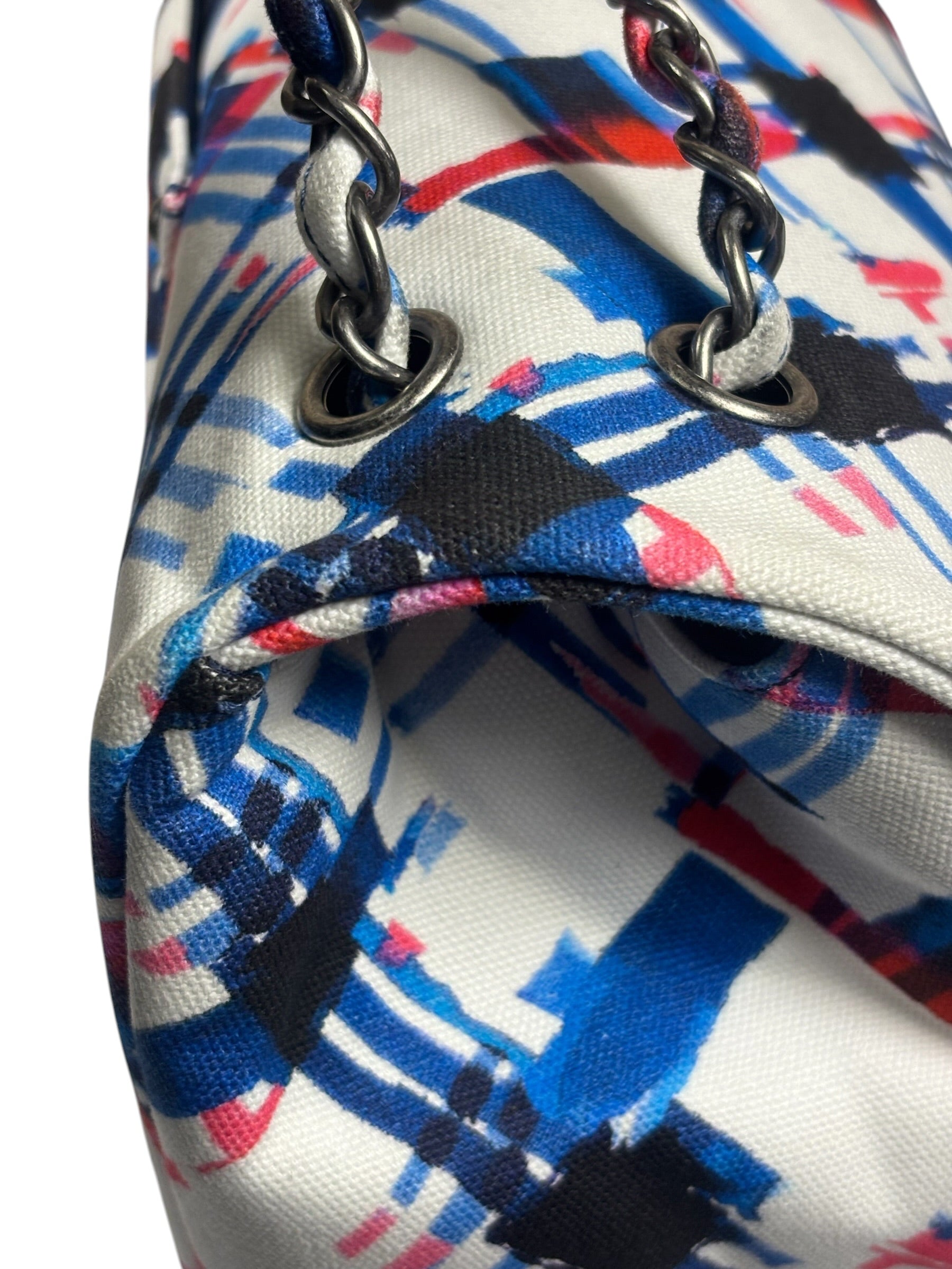 Chanel White-Multi Canvas Airline Printed XXL Travel Flap Bag 2016
